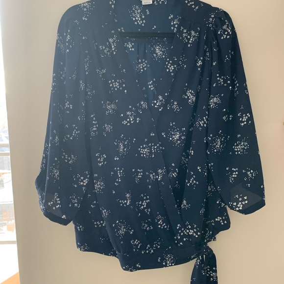 Navy Blue Wrap Shirt - Picture 1 of 3